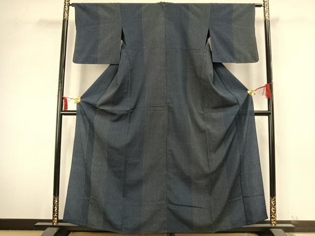 平和屋着物▽本塩沢　単衣　蚊絣　正絹　逸品　AABB2042fy