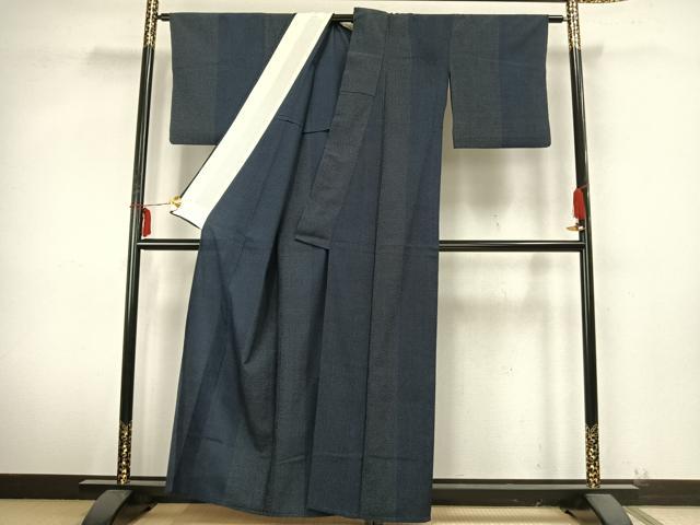 平和屋着物▽本塩沢　単衣　蚊絣　正絹　逸品　AABB2042fy