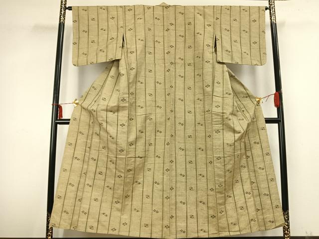 平和屋着物▽上質な紬 単衣 絣柄 正絹 逸品 AABB2043fy