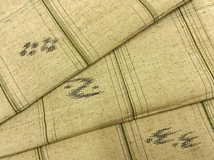 平和屋着物▽上質な紬 単衣 絣柄 正絹 逸品 AABB2043fy