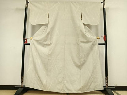平和屋着物▽本塩沢　単衣　110亀甲　幾何学文様　正絹　逸品　AABB2047fy