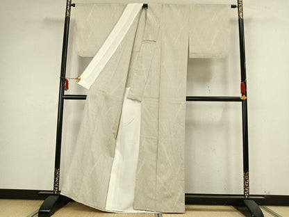 平和屋着物▽本塩沢　単衣　110亀甲　幾何学文様　正絹　逸品　AABB2047fy