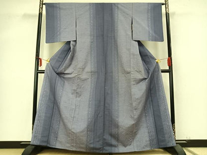 平和屋着物▽上質な紬 単衣 花織 間道 正絹 逸品 AABB2052fy