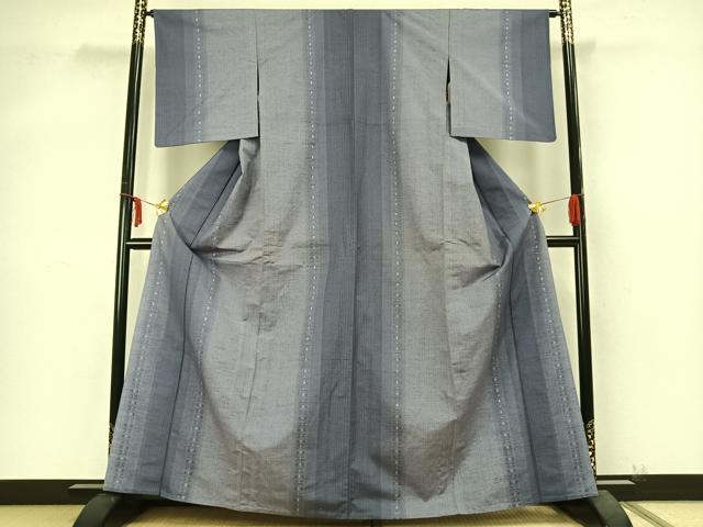 平和屋着物▽上質な紬 単衣 花織 間道 正絹 逸品 AABB2052fy