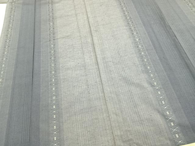 平和屋着物▽上質な紬 単衣 花織 間道 正絹 逸品 AABB2052fy