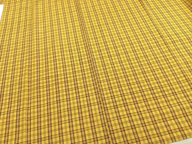 平和屋着物▽上質な紬 単衣 格子 正絹 逸品 未使用 AABB2055fy