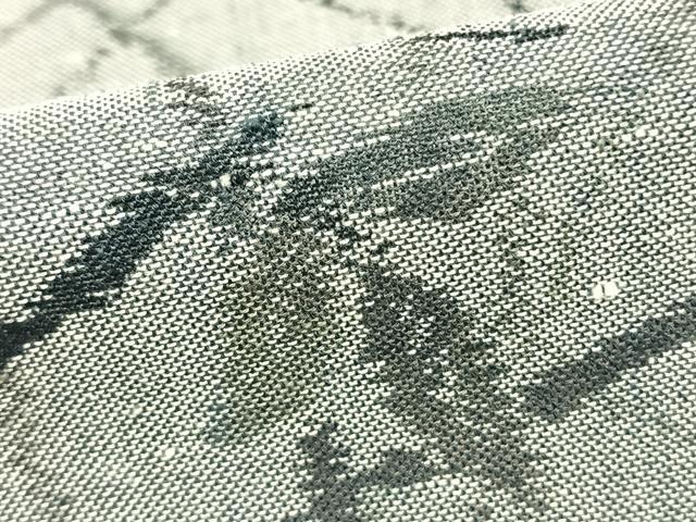 平和屋着物▽上質な紬 単衣 草葉文 正絹 逸品 AABB2057fy
