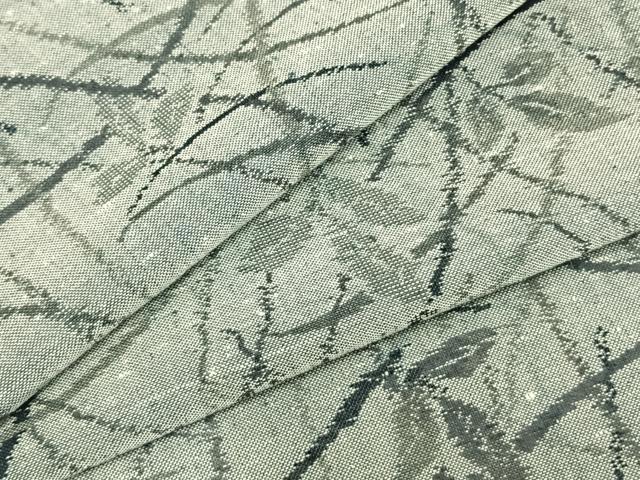 平和屋着物▽上質な紬 単衣 草葉文 正絹 逸品 AABB2057fy