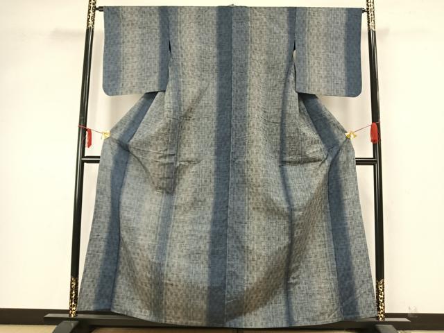 平和屋着物▽上質な紬 単衣 縞 正絹 逸品 AABB2059fy