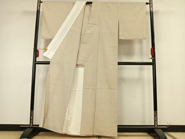 平和屋着物▽本塩沢 単衣 蚊絣 正絹 逸品 AABB2063fy