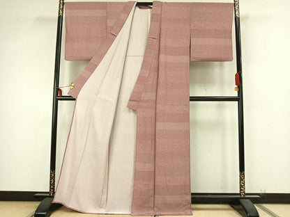 平和屋着物▽江戸小紋　単衣　横段文　正絹　逸品　AABB2064fy