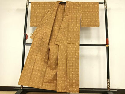 平和屋着物▽上質な紬 単衣 琉球絣 正絹 逸品 AABB2067fy