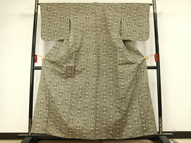 平和屋着物▽上質な紬　単衣　絣柄　正絹　逸品　AABB2068fy