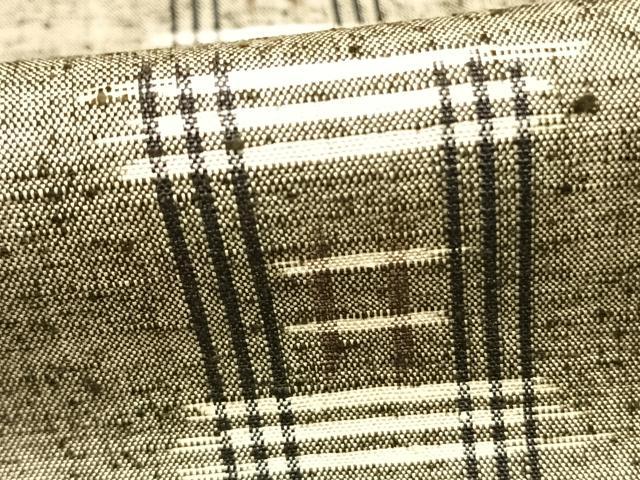 平和屋着物▽上質な紬　単衣　絣柄　正絹　逸品　AABB2068fy