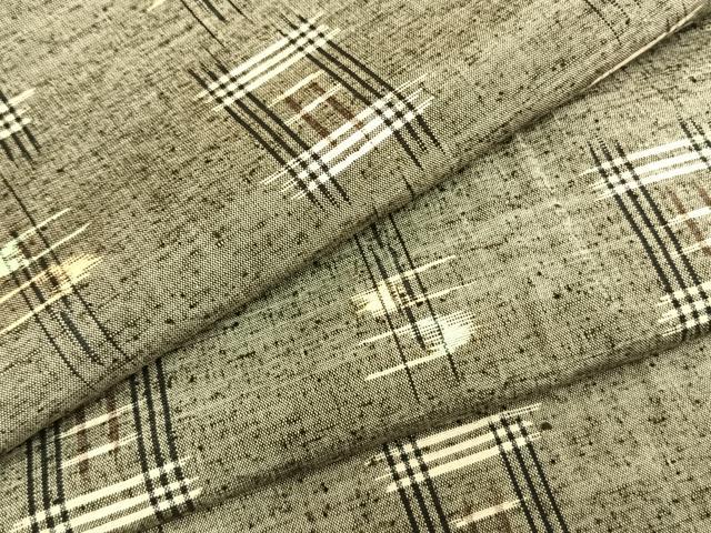 平和屋着物▽上質な紬　単衣　絣柄　正絹　逸品　AABB2068fy