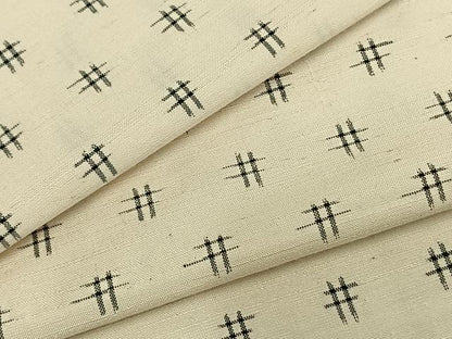 平和屋着物▽蒔絵紬 単衣 井桁絣 反端付き 正絹 逸品 未使用 AABB2072fy