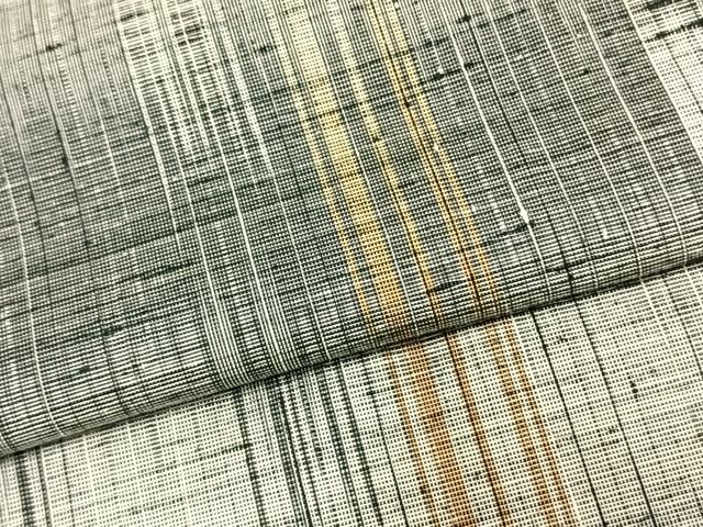 平和屋着物▽上質な紬　単衣　縞　正絹　逸品　AABB2073fy