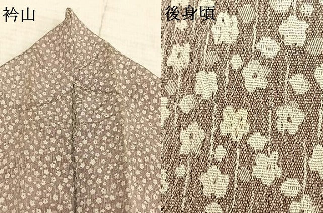 平和屋着物▽上質なお召 単衣 花尽くし 正絹 逸品 AABB2076fy
