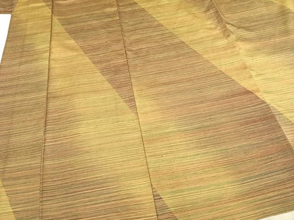 平和屋着物▽上質な紬 単衣 横縞 正絹 逸品 AABB2078fy