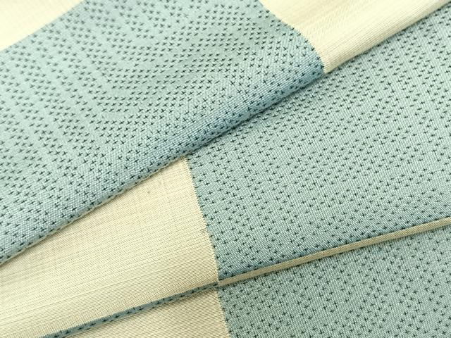 平和屋着物▽上質な紬 単衣 市松文様 正絹 逸品 AABB2083fy