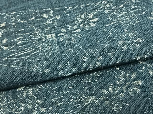 平和屋着物▽上質な紬 単衣 切嵌花文 正絹 逸品 AABB2085fy
