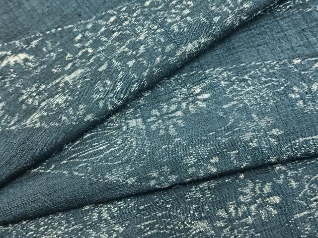 平和屋着物▽上質な紬 単衣 切嵌花文 正絹 逸品 AABB2085fy