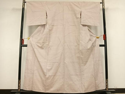 平和屋着物▽越後古代紬 単衣 抽象文様 反端付き 正絹 逸品 AABB2086fy