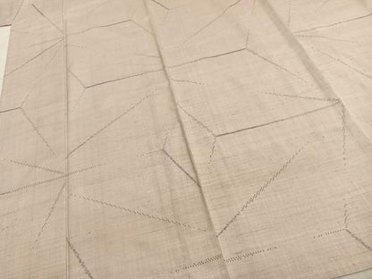 平和屋着物▽越後古代紬 単衣 抽象文様 反端付き 正絹 逸品 AABB2086fy