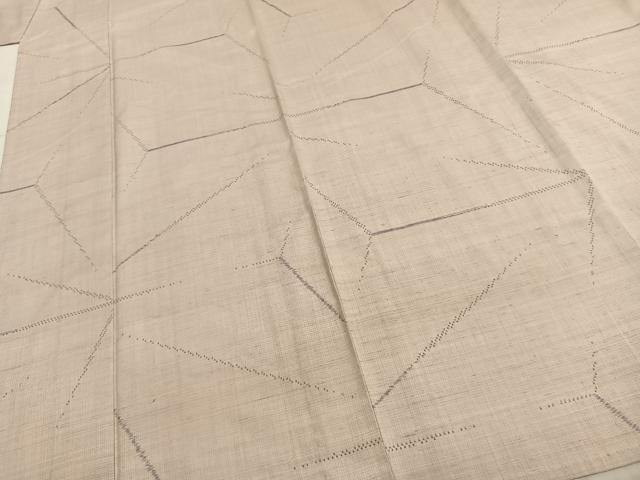 平和屋着物▽越後古代紬 単衣 抽象文様 反端付き 正絹 逸品 AABB2086fy