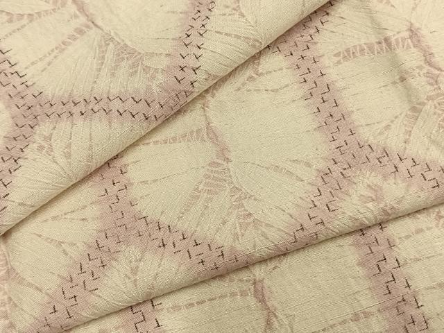平和屋着物▽上質な紬 単衣 絞り 亀甲文 正絹 逸品 AABB2087fy