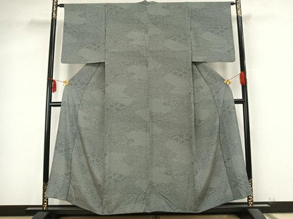 平和屋着物▽江戸小紋 単衣 切嵌花文 正絹 逸品 AABB2093fy