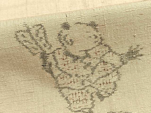 平和屋着物▽上質な紬 単衣 人物文 正絹 逸品 AABB2094fy