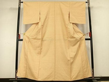平和屋着物▽上質な紬　単衣　蚊絣　正絹　逸品　AABB2097fy