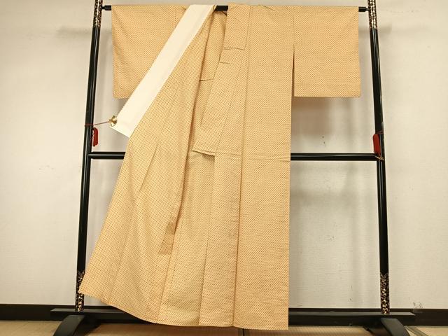 平和屋着物▽上質な紬　単衣　蚊絣　正絹　逸品　AABB2097fy