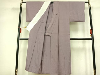 平和屋着物▽江戸小紋 単衣 万筋 紫色×ピンク色 正絹 逸品 AABB2099fy