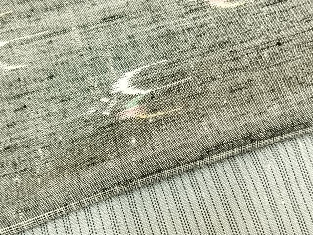 平和屋着物▽上質な紬 単衣 横段文 正絹 逸品 AABB2102fy