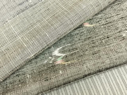 平和屋着物▽上質な紬 単衣 横段文 正絹 逸品 AABB2102fy