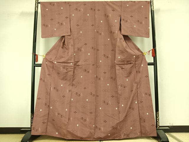 平和屋着物▽上質な紬 単衣 琉球絣 正絹 逸品 AABB2105fy