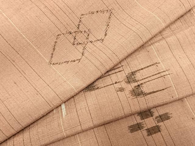 平和屋着物▽上質な紬 単衣 琉球絣 正絹 逸品 AABB2105fy