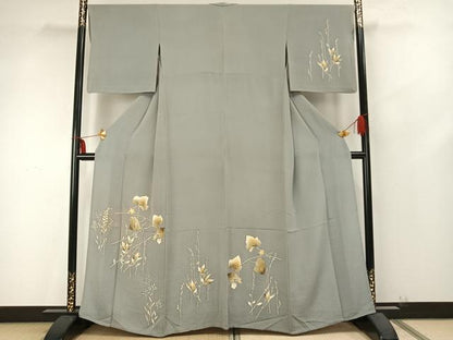平和屋着物▽訪問着 単衣 蔦の葉文 正絹 逸品 AABB2106fy