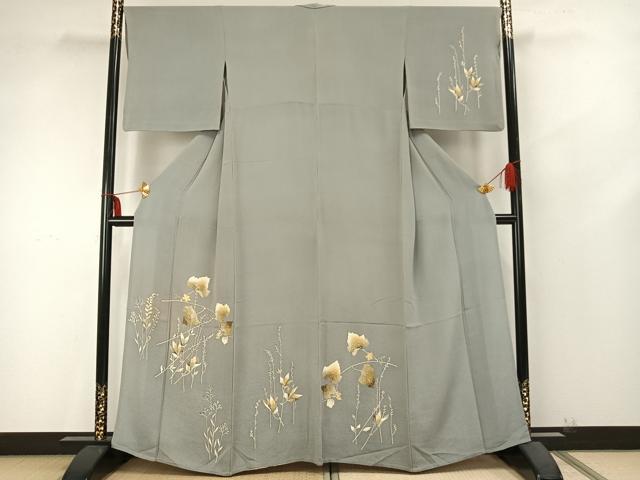 平和屋着物▽訪問着 単衣 蔦の葉文 正絹 逸品 AABB2106fy