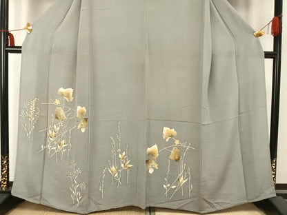 平和屋着物▽訪問着 単衣 蔦の葉文 正絹 逸品 AABB2106fy