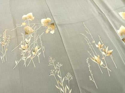 平和屋着物▽訪問着 単衣 蔦の葉文 正絹 逸品 AABB2106fy