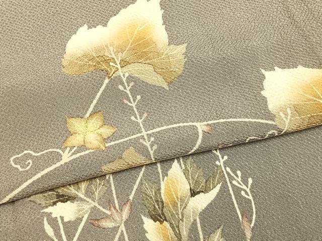 平和屋着物▽訪問着 単衣 蔦の葉文 正絹 逸品 AABB2106fy