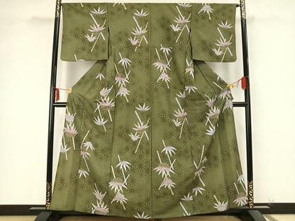 平和屋着物▽小紋 単衣 雪輪松文 洗える着物 AABB2108fy