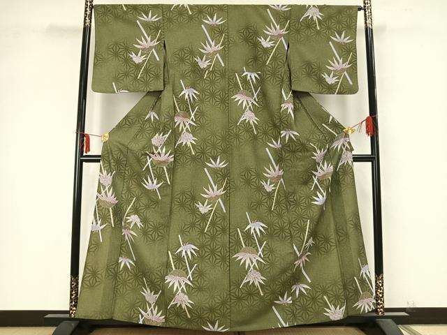 平和屋着物▽小紋 単衣 雪輪松文 洗える着物 AABB2108fy