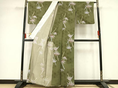平和屋着物▽小紋 単衣 雪輪松文 洗える着物 AABB2108fy