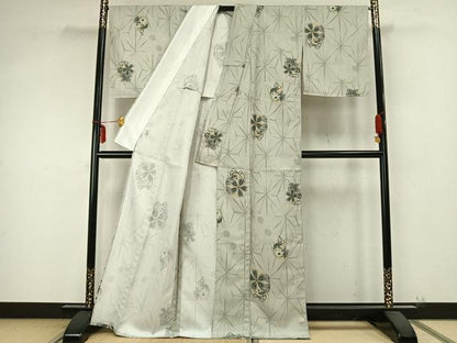 平和屋着物▽小紋 単衣 花丸文 洗える着物 未使用 AABB2116fy