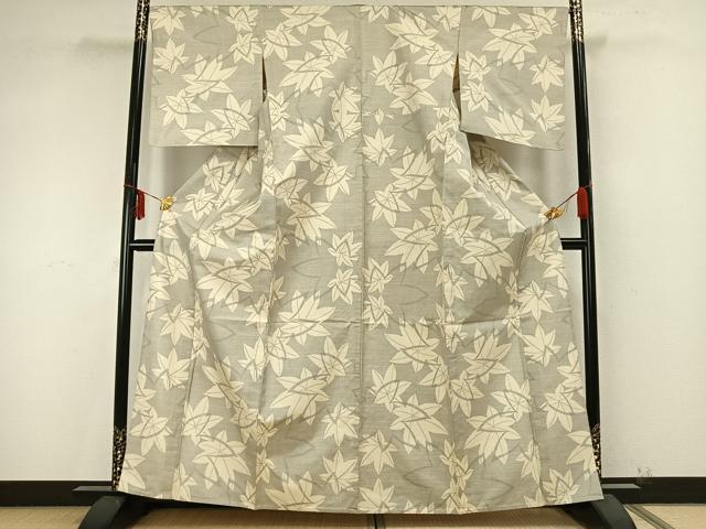 平和屋着物▽本場大島紬 単衣 9マルキ 舞葉文 正絹 逸品 AABB2121fy