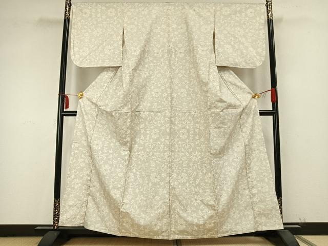平和屋着物▽本場大島紬　白大島　単衣　9マルキ　花唐草文　正絹　逸品　AABB2122fy